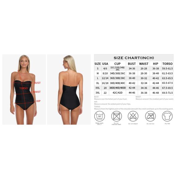 RELLECIGA Vintage Inspired Strapless Tummy Control 1pc Swimsuit Swimwear SZL:NWT - Picture 8 of 16